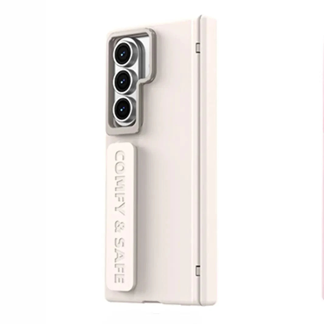 ktusu Generic Cases & Covers Soft Touch Coating Lens Bracket Case With Hand Strap for Samsung Z Fold7 Off White
