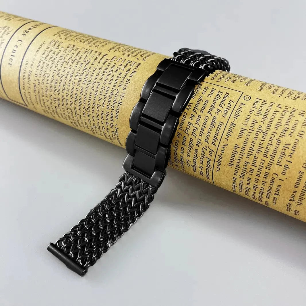 ktusu Generic Watch Bands Stainless Steel Chain Link Armband Bracelet for Smartwatch 22mm Black