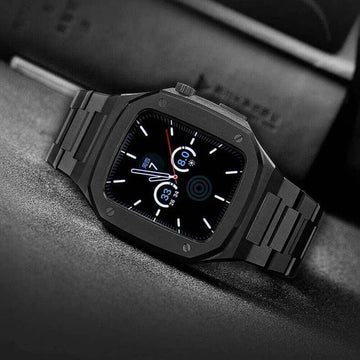 ktusu Generic Watch Bands Stainless Steel Dual Link Bracelet for Apple Watch 44mm Black