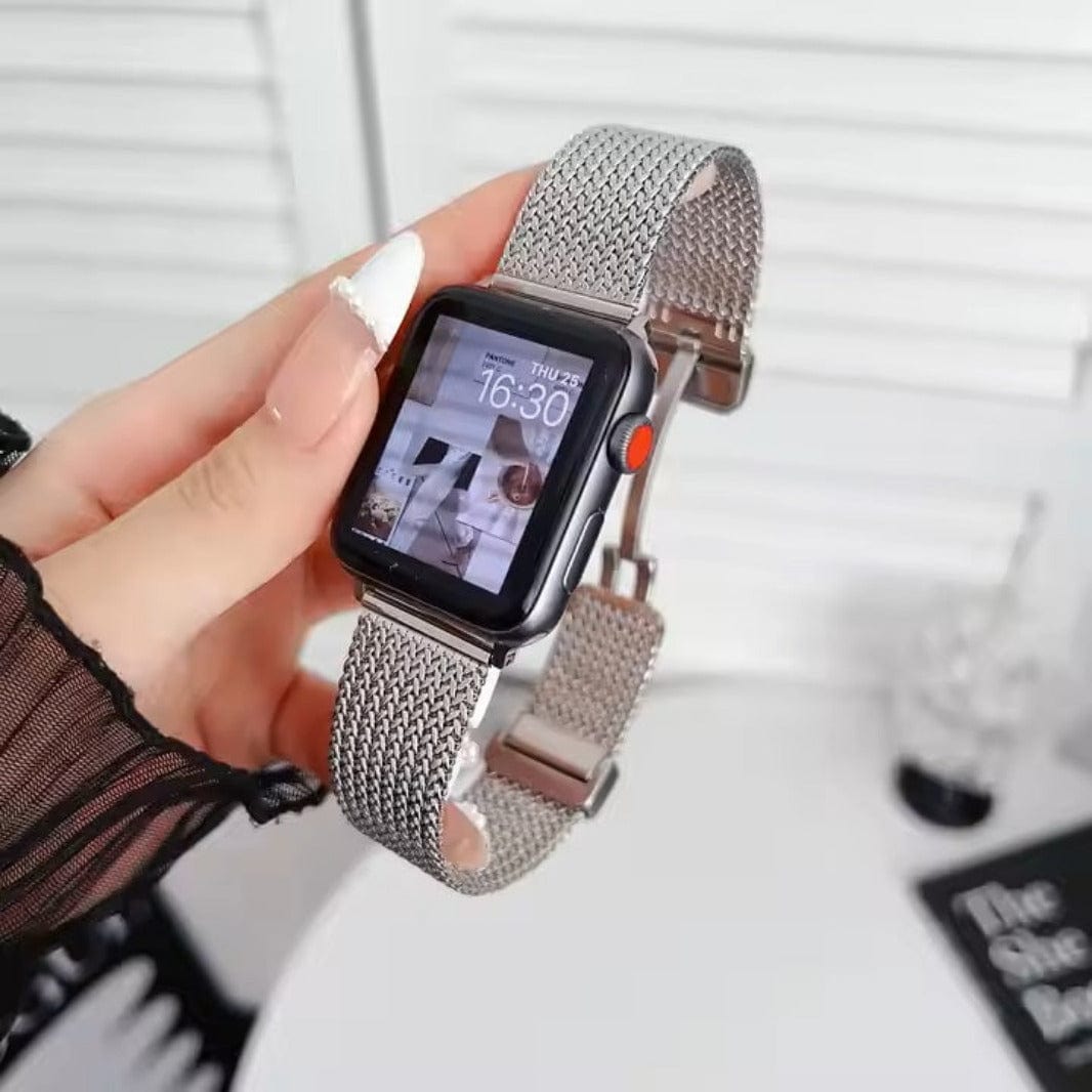 ktusu Generic Watch Bands Stainless Steel Magnetic D-Buckle Band for Apple Watch 42 | 44 | 45 | Ultra 49 | 46mm S10