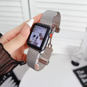 ktusu Generic Watch Bands Stainless Steel Magnetic D-Buckle Band for Apple Watch 42 | 44 | 45 | Ultra 49 | 46mm S10