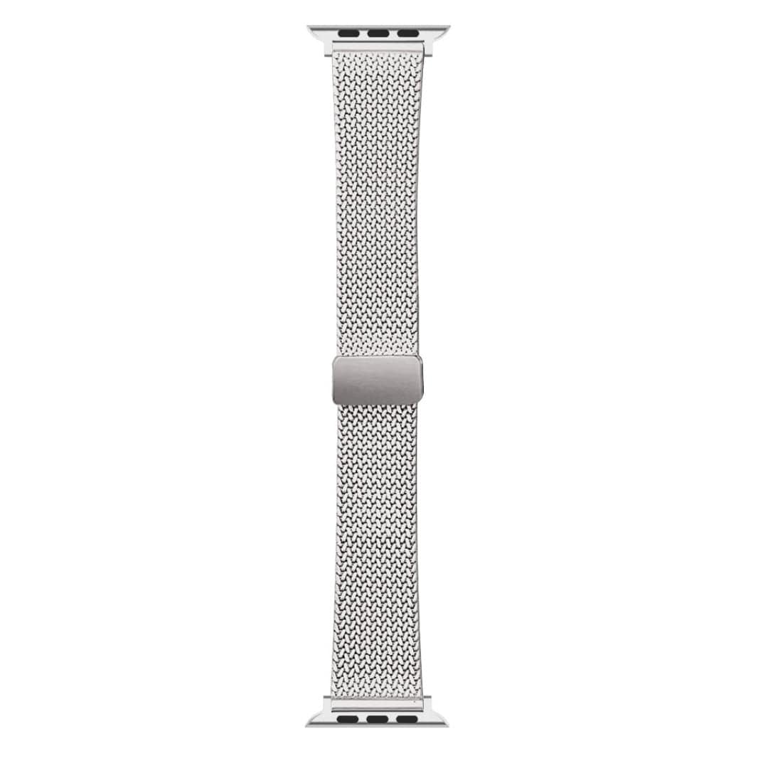 ktusu Generic Watch Bands Stainless Steel Magnetic D-Buckle Band for Apple Watch 42 | 44 | 45 | Ultra 49 | 46mm S10 Silver