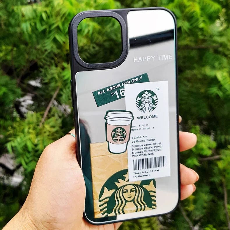 ktusu Generic Cases & Covers Starbucks Print Mirror Acrylic Glass Hard Case for iPhone 12 Pro Max Starbucks 1