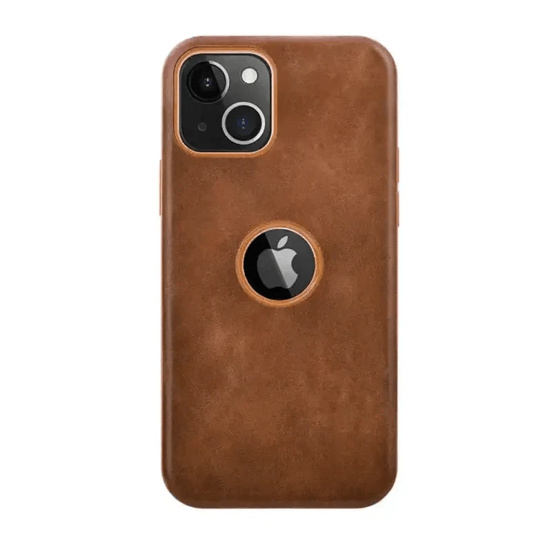 ktusu Generic Cases & Covers TPU Edges Glossy Keys PU Leather Hard Case for iPhone 12 Tan Brown