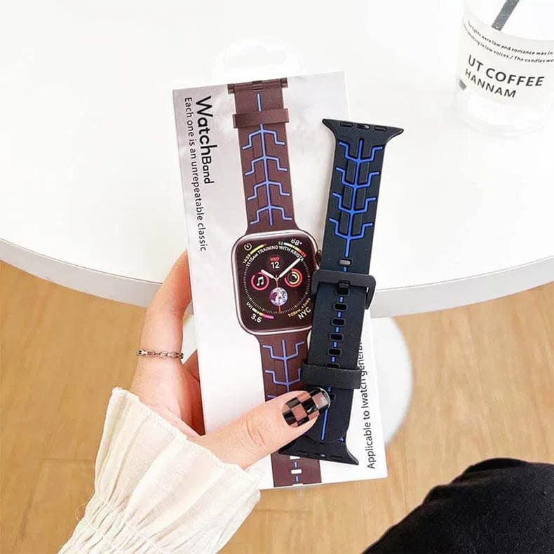 ktusu Generic Watch Bands Tron Silicone Sport Band for Apple Watch 42 | 44 | 45 | Ultra 49 | 46mm S10 Black Blue