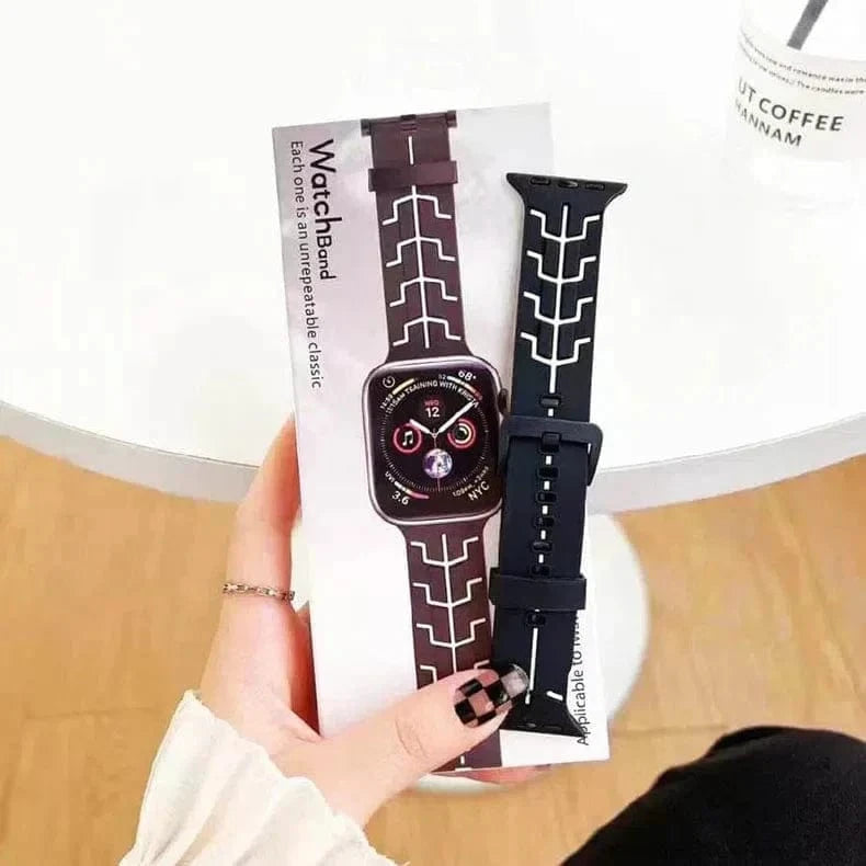 ktusu Generic Watch Bands Tron Silicone Sport Band for Apple Watch 42 | 44 | 45 | Ultra 49 | 46mm S10 Black White