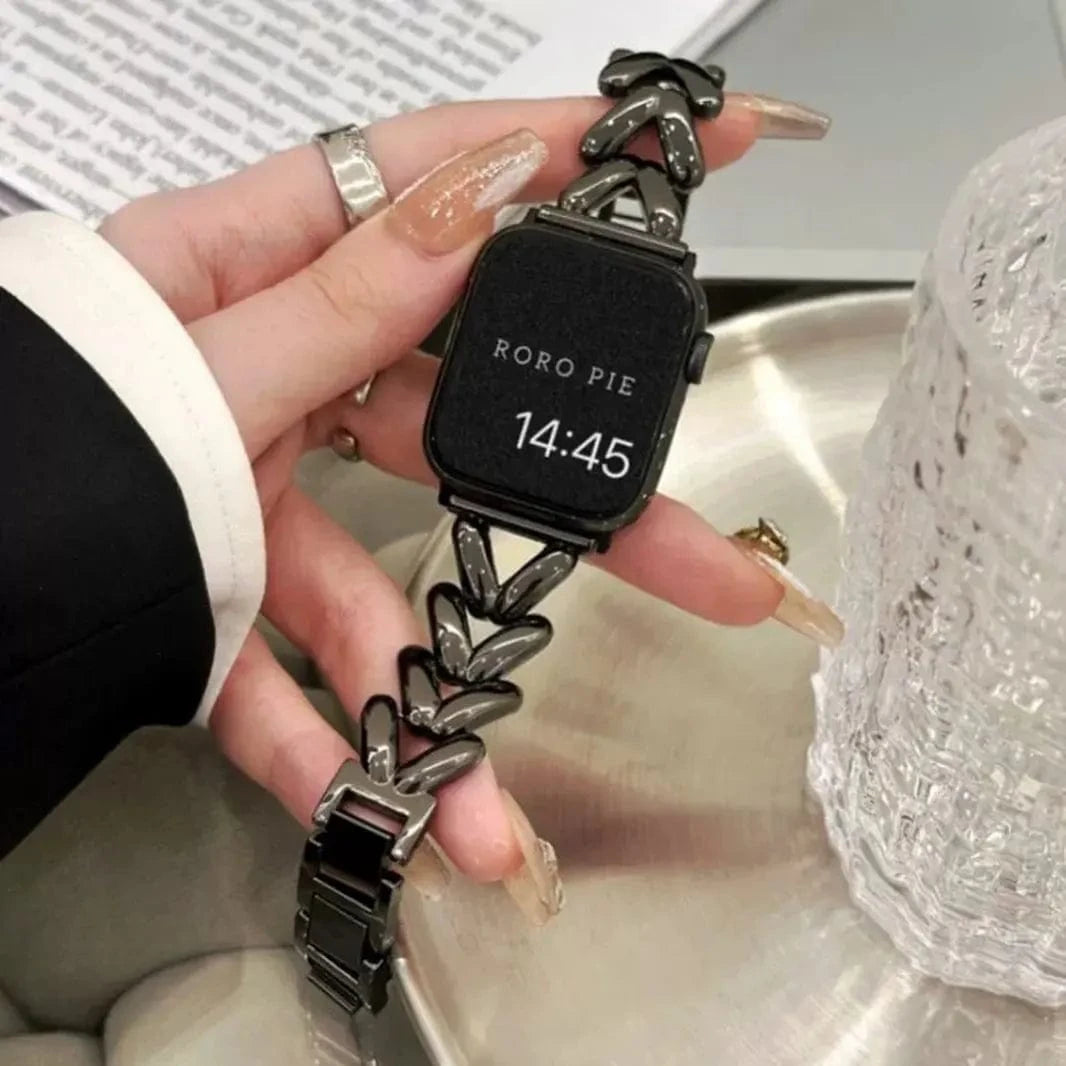 ktusu Generic Watch Bands V Shape Chain Bracelet for Apple Watch 42 | 44 | 45 | Ultra 49 | 46mm S10 Black