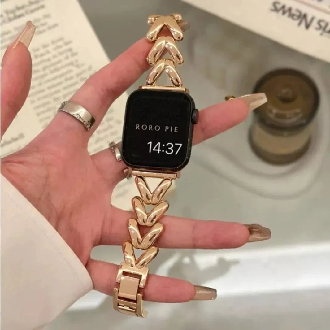 ktusu Generic Watch Bands V Shape Chain Bracelet for Apple Watch 42 | 44 | 45 | Ultra 49 | 46mm S10 Rose gold
