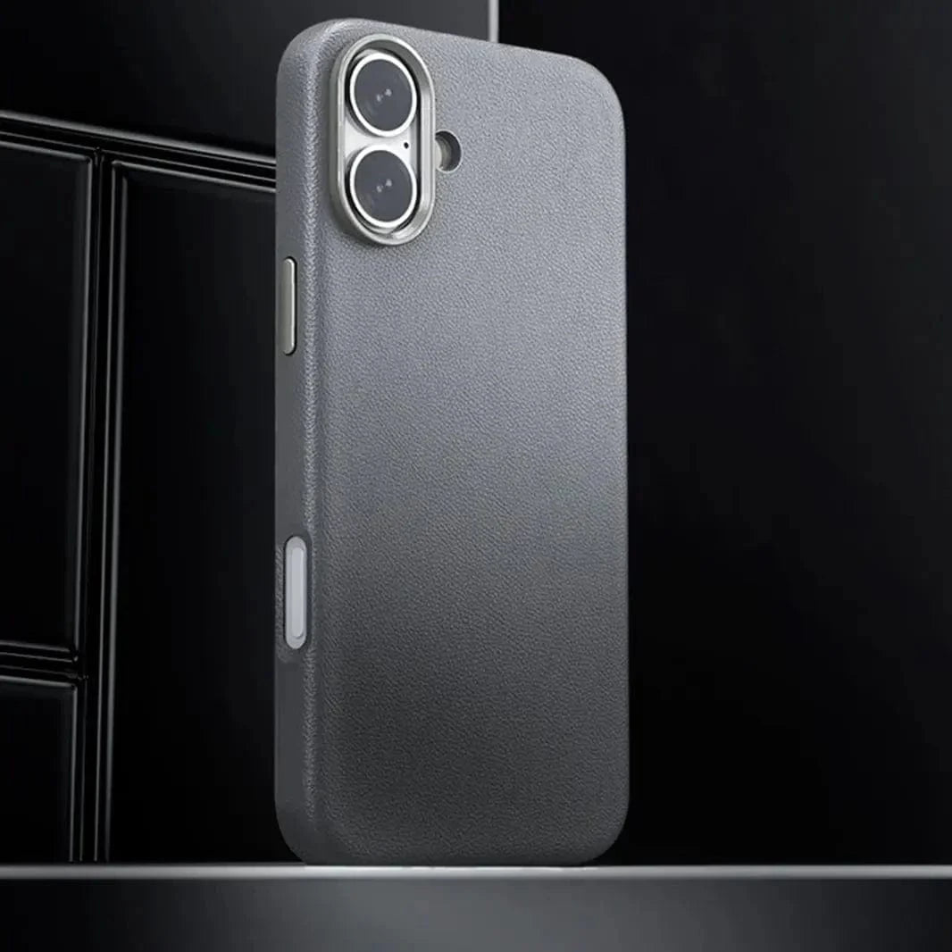 ktusu iShock Cases & Covers Vegan Leather Metal Button Magsafe Case for iPhone 16 Pro Max