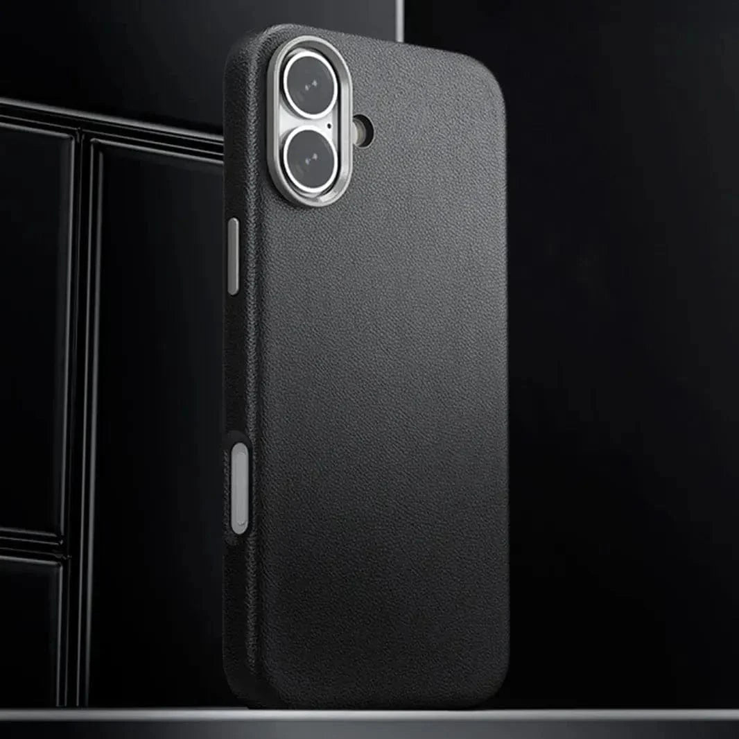 ktusu iShock Cases & Covers Vegan Leather Metal Button Magsafe Case for iPhone 16 Pro Max