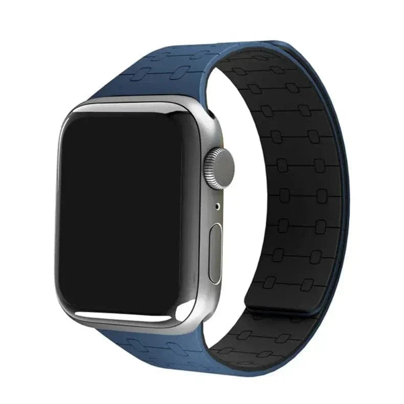 ktusu Generic Watch Bands Velour Silicone Magnetic Loop for Apple Watch 42 | 44 | 45 | Ultra 49 | 46mm S10 Blue Black