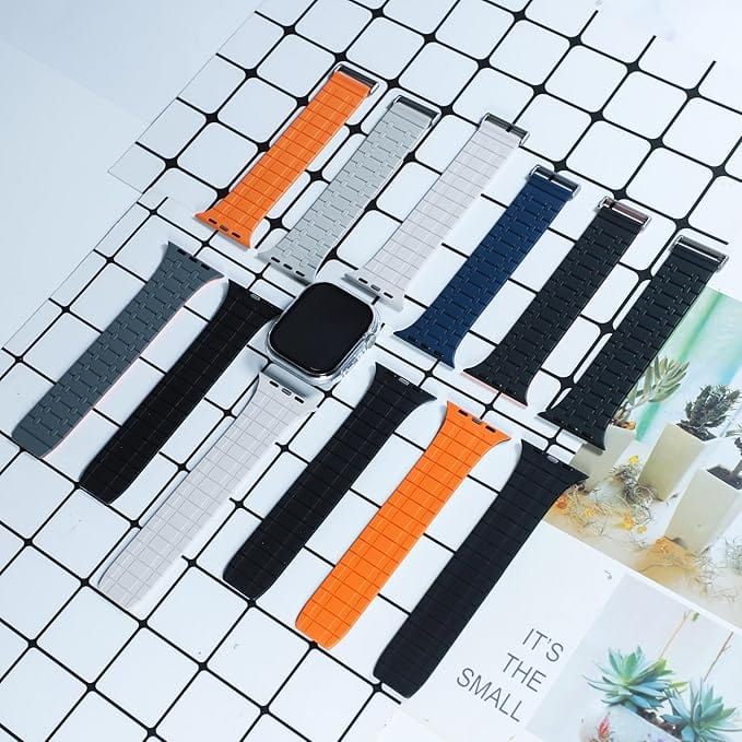 ktusu Generic Watch Bands Velour Silicone Magnetic Loop with Clasp for Apple Watch 42 | 44 | 45 | Ultra 49 | 46mm S10