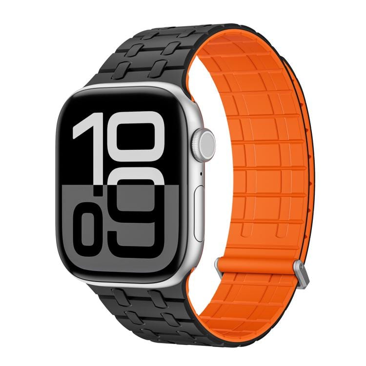 ktusu Generic Watch Bands Velour Silicone Magnetic Loop with Clasp for Apple Watch 42 | 44 | 45 | Ultra 49 | 46mm S10 Black Orange