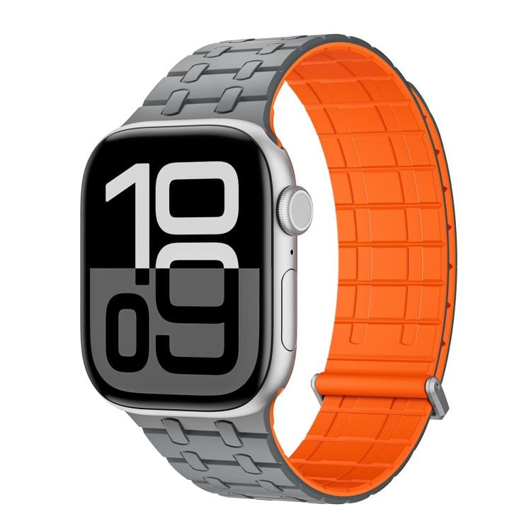 ktusu Generic Watch Bands Velour Silicone Magnetic Loop with Clasp for Apple Watch 42 | 44 | 45 | Ultra 49 | 46mm S10 Gray Orange