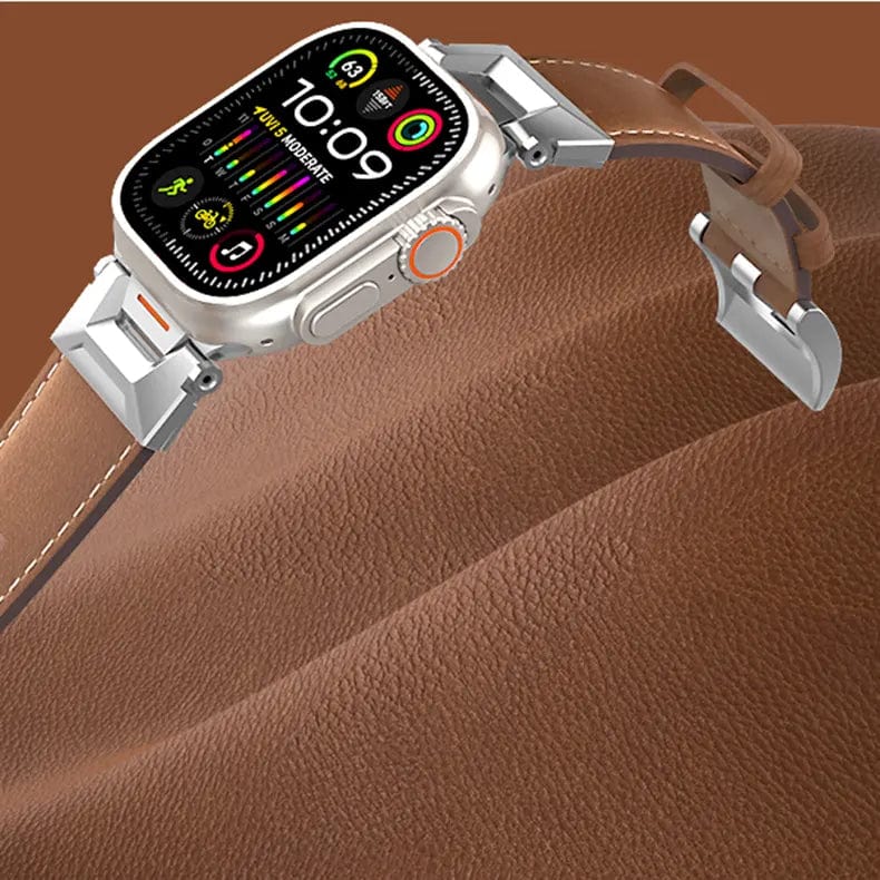 ktusu Generic Watch Bands Vintage Grain PU Leather Band for Apple Watch 42 | 44 | 45 | Ultra 49 | 46mm S10