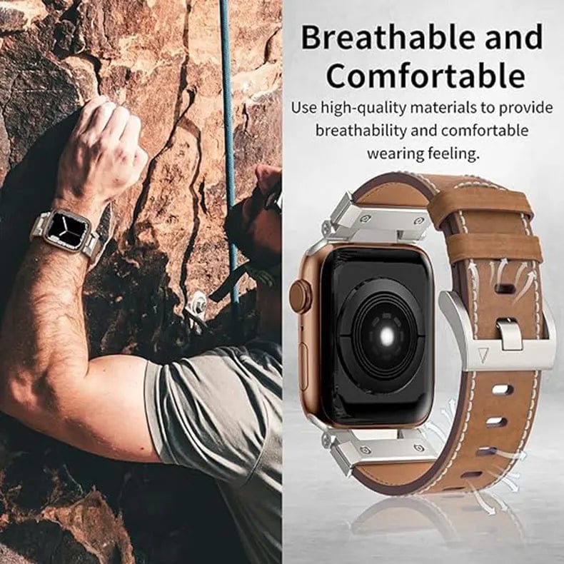 ktusu Generic Watch Bands Vintage Grain PU Leather Band for Apple Watch 42 | 44 | 45 | Ultra 49 | 46mm S10