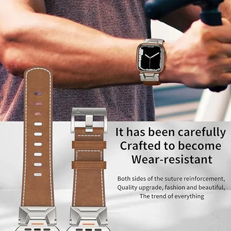 ktusu Generic Watch Bands Vintage Grain PU Leather Band for Apple Watch 42 | 44 | 45 | Ultra 49 | 46mm S10