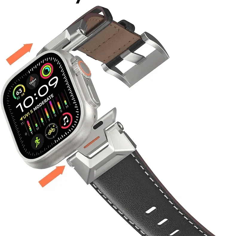 ktusu Generic Watch Bands Vintage Grain PU Leather Band for Apple Watch 42 | 44 | 45 | Ultra 49 | 46mm S10