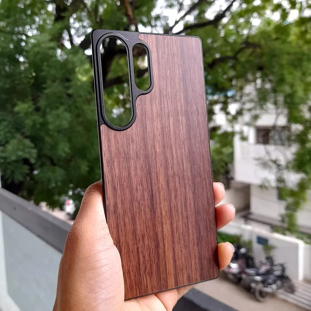 Wooden Texture Frameless Magnetic MagSafe Back Panel case for