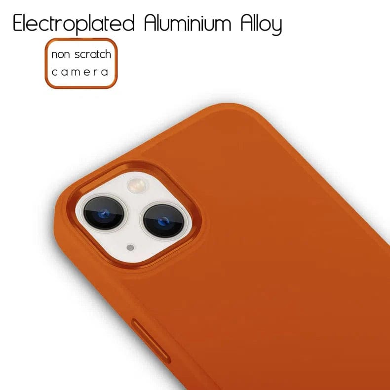 Cases & Covers for iPhone 14 Pro Max / Orange Metal Camera Frame Matte Smooth Back Case for Apple iPhone