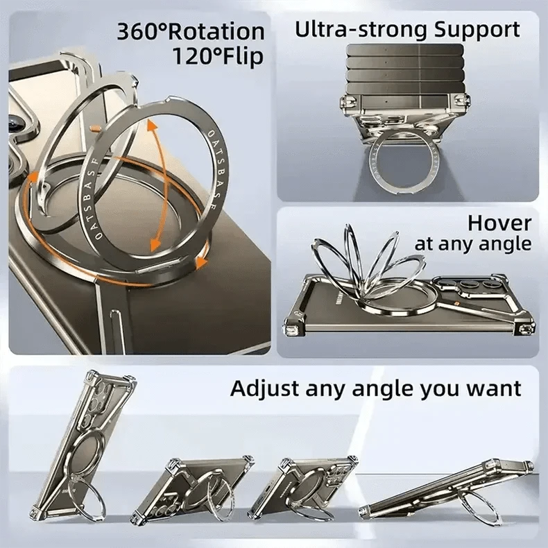 360 Degree Kickstand Aluminum Frameless Case for Samsung S24 Ultra