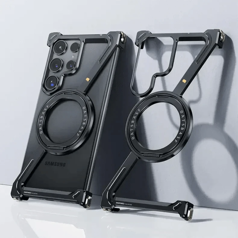 360 Degree Kickstand Aluminum Frameless Case for Samsung S24 Ultra
