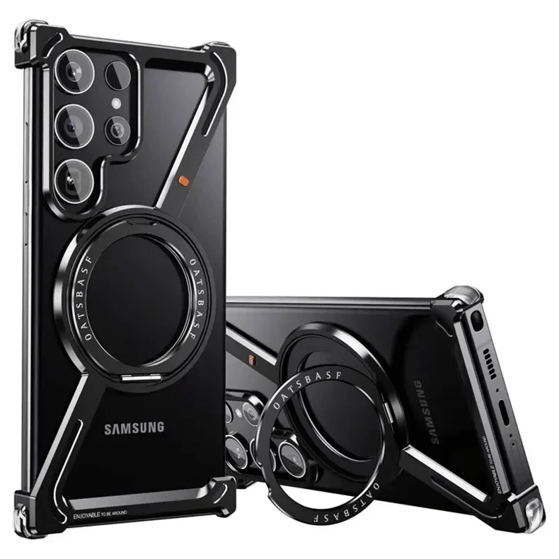 360 Degree Kickstand Aluminum Frameless Case for Samsung S24 Ultra