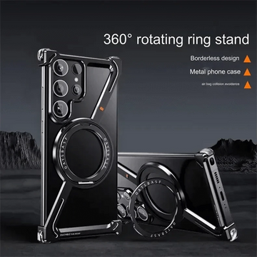 360 Degree Kickstand Aluminum Frameless Case for Samsung S24 Ultra