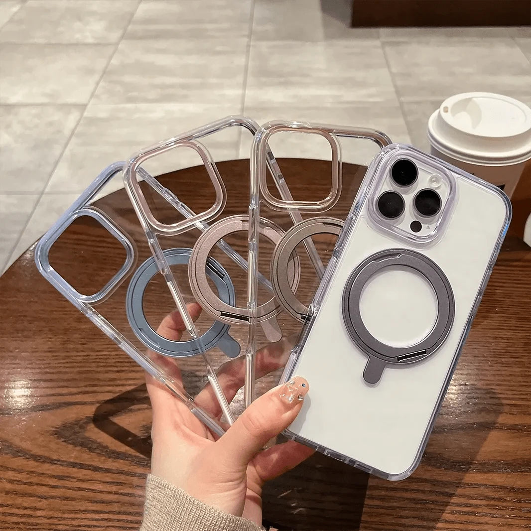 ktusu Generic Cases & Covers 360 Degree Rotatable Magnetic Kickstand Glossy Hard Case for iPhone 16 Pro