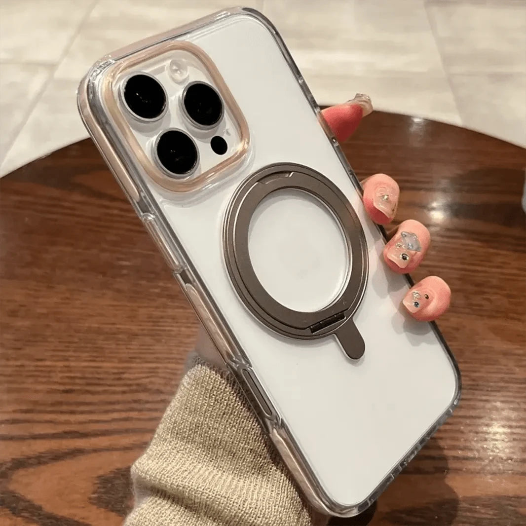 ktusu Generic Cases & Covers 360 Degree Rotatable Magnetic Kickstand Glossy Hard Case for iPhone 16 Pro Desert Titanium