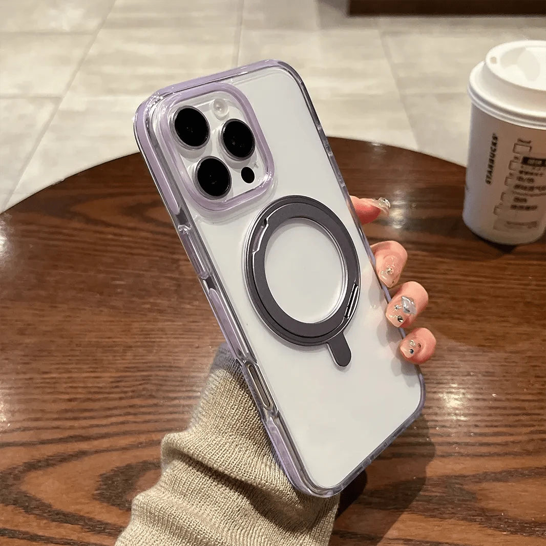 ktusu Generic Cases & Covers 360 Degree Rotatable Magnetic Kickstand Glossy Hard Case for iPhone 16 Pro Lilac Purple