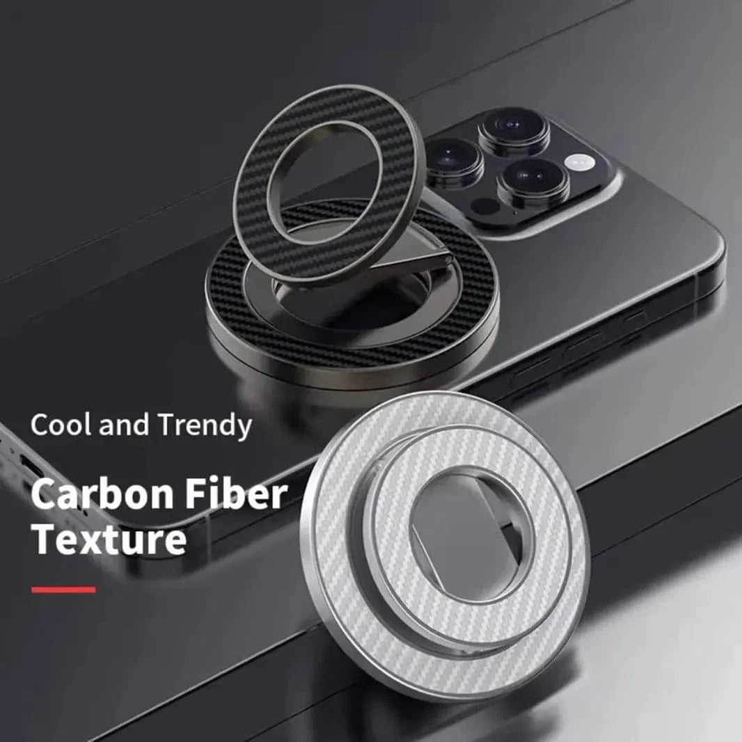 360 Degree Rotating Carbon Fiber Magnetic Ring Grip for Magsafe Function Built in Cases