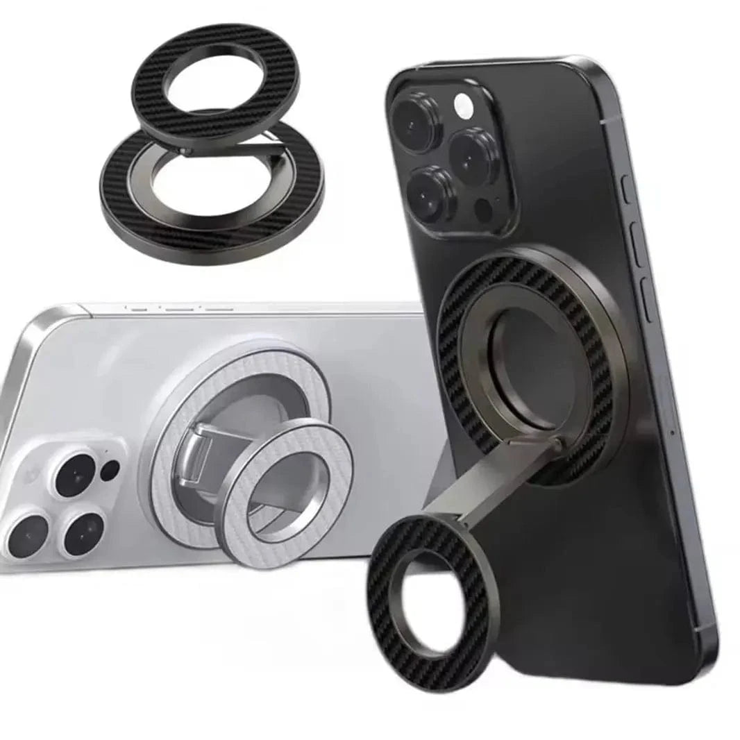 Stands 360 Degree Rotating Carbon Fiber Magnetic Ring Grip for Magsafe Function Built in Cases
