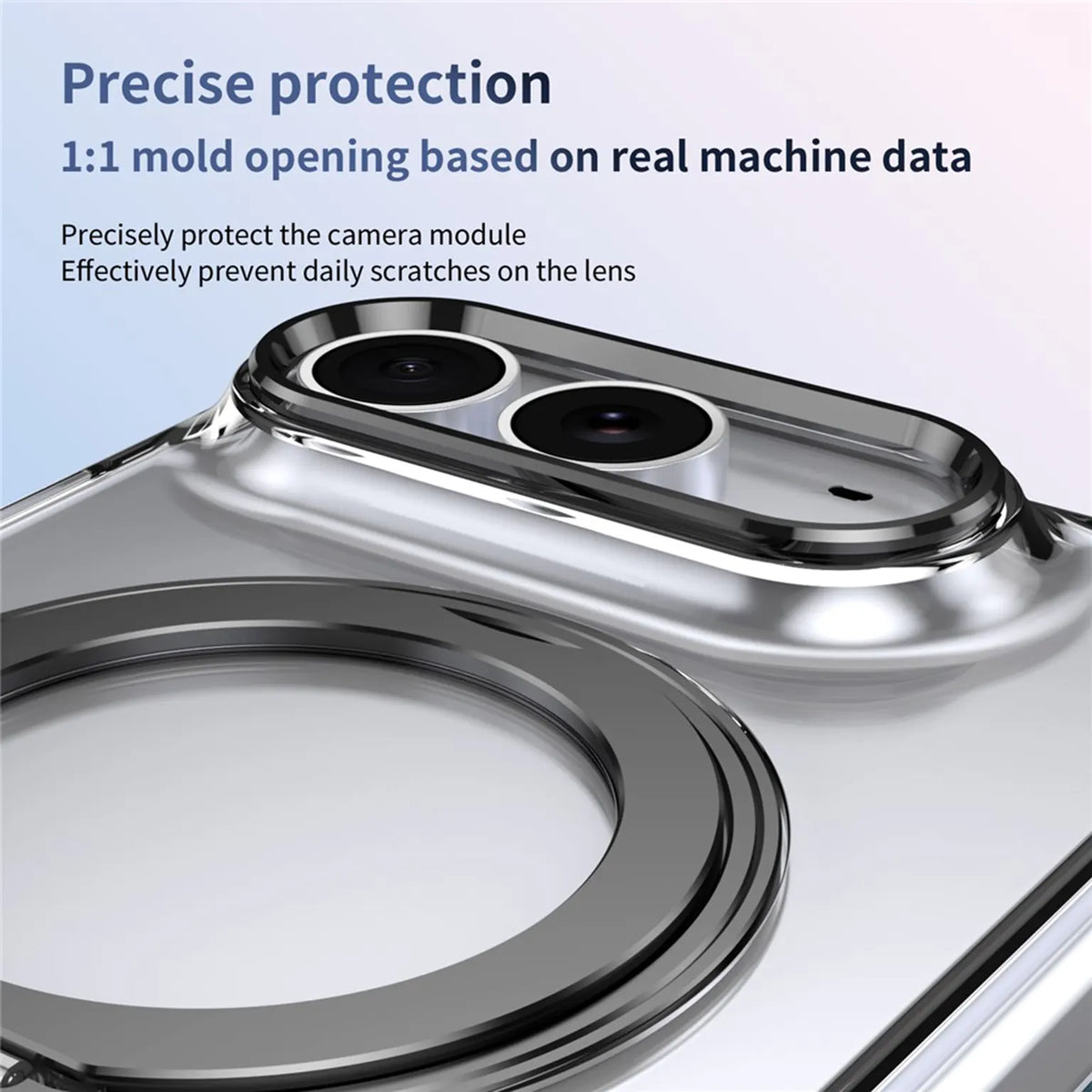 360°Rotatable Ring Kickstand Transparent Hard Case for iPhone Duo