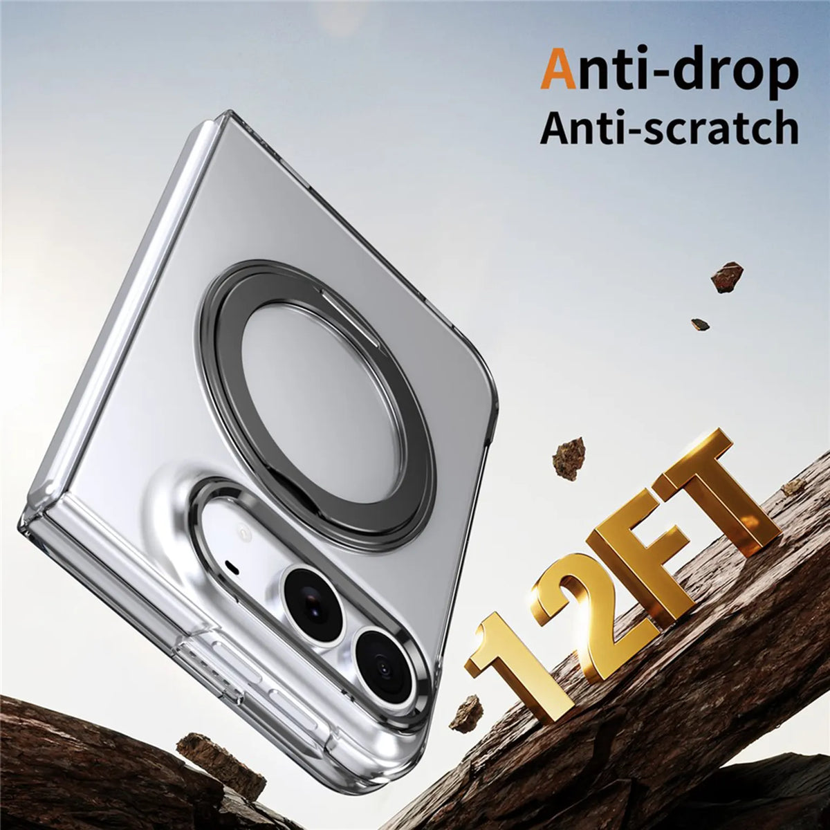 360°Rotatable Ring Kickstand Transparent Hard Case for iPhone Duo