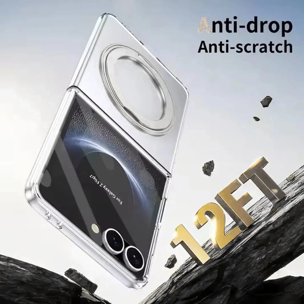 360°Rotatable Ring Kickstand Transparent Hard Case for Samsung Z Flip7