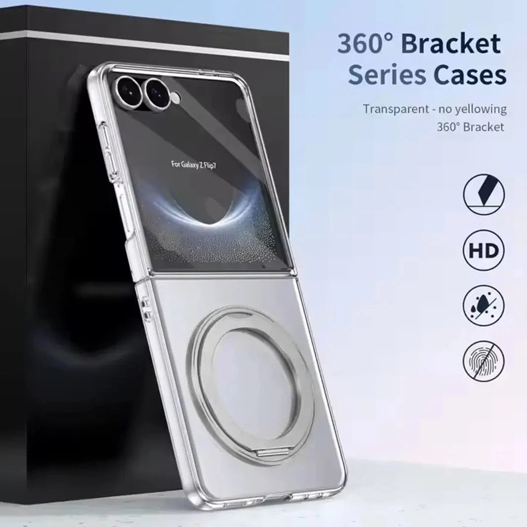 360°Rotatable Ring Kickstand Transparent Hard Case for Samsung Z Flip7