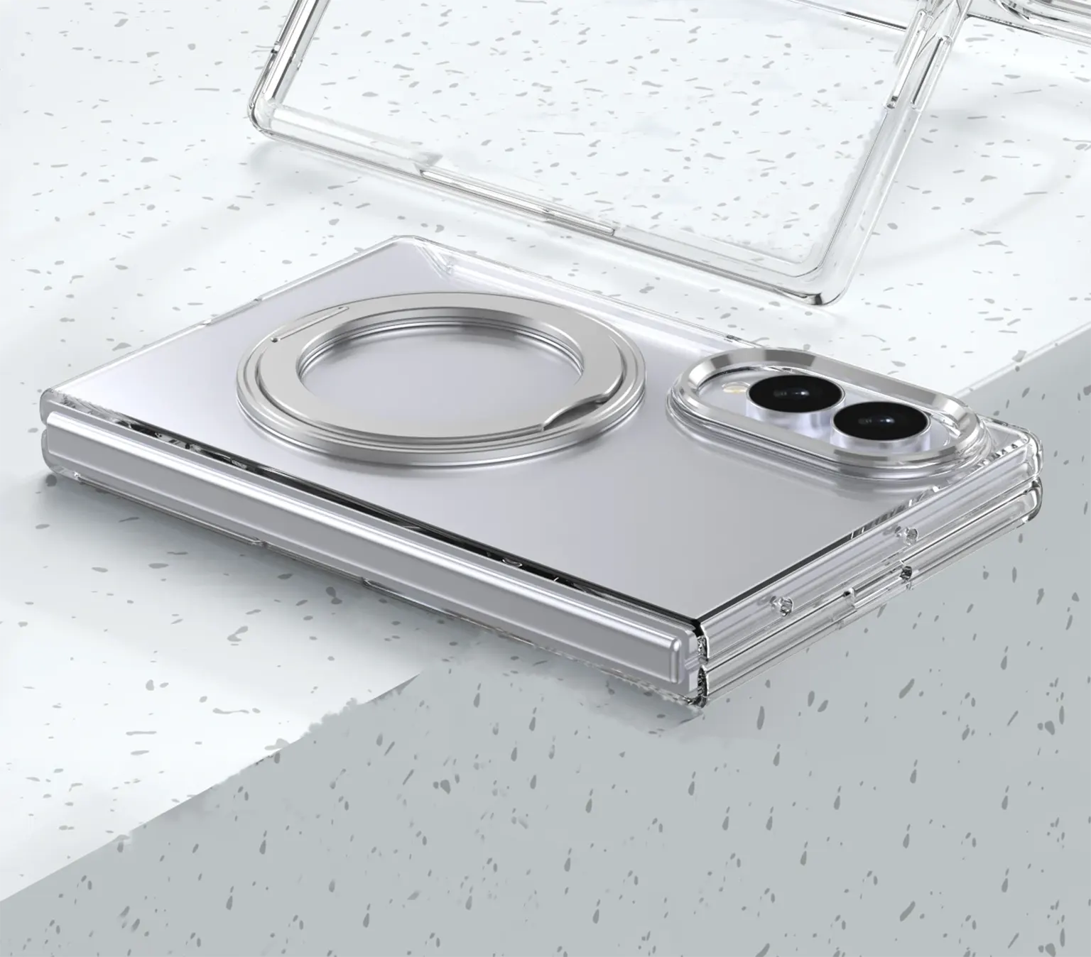 360°Rotatable Ring Kickstand Transparent Hard Case for Samsung Z Fold8 KTSUEAB8E 8982865192248