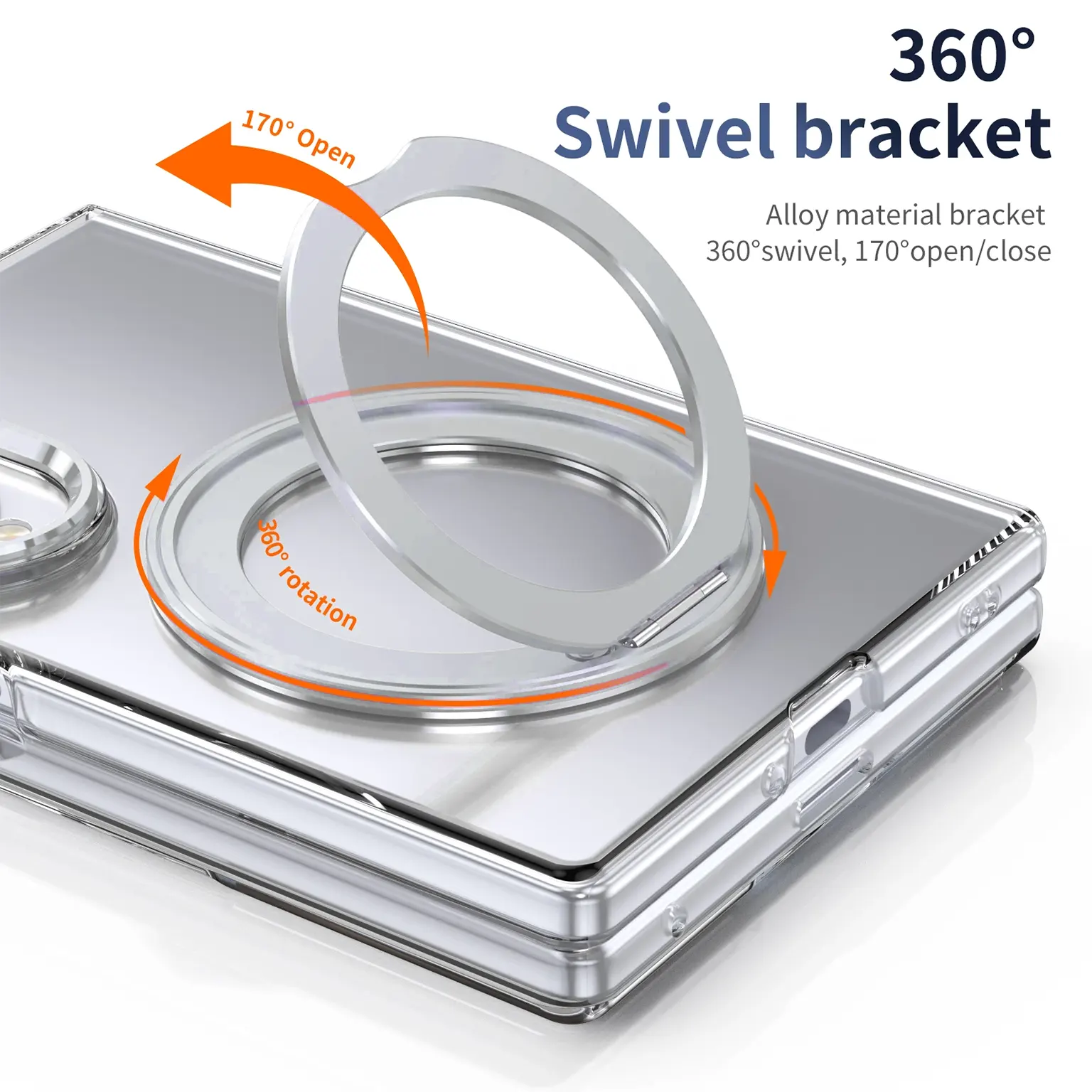 360°Rotatable Ring Kickstand Transparent Hard Case for Samsung Z Fold8