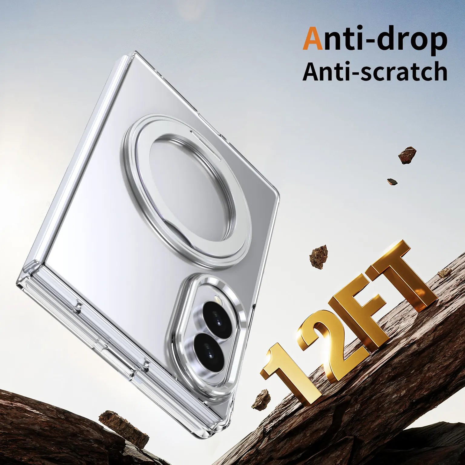 360°Rotatable Ring Kickstand Transparent Hard Case for Samsung Z Fold8