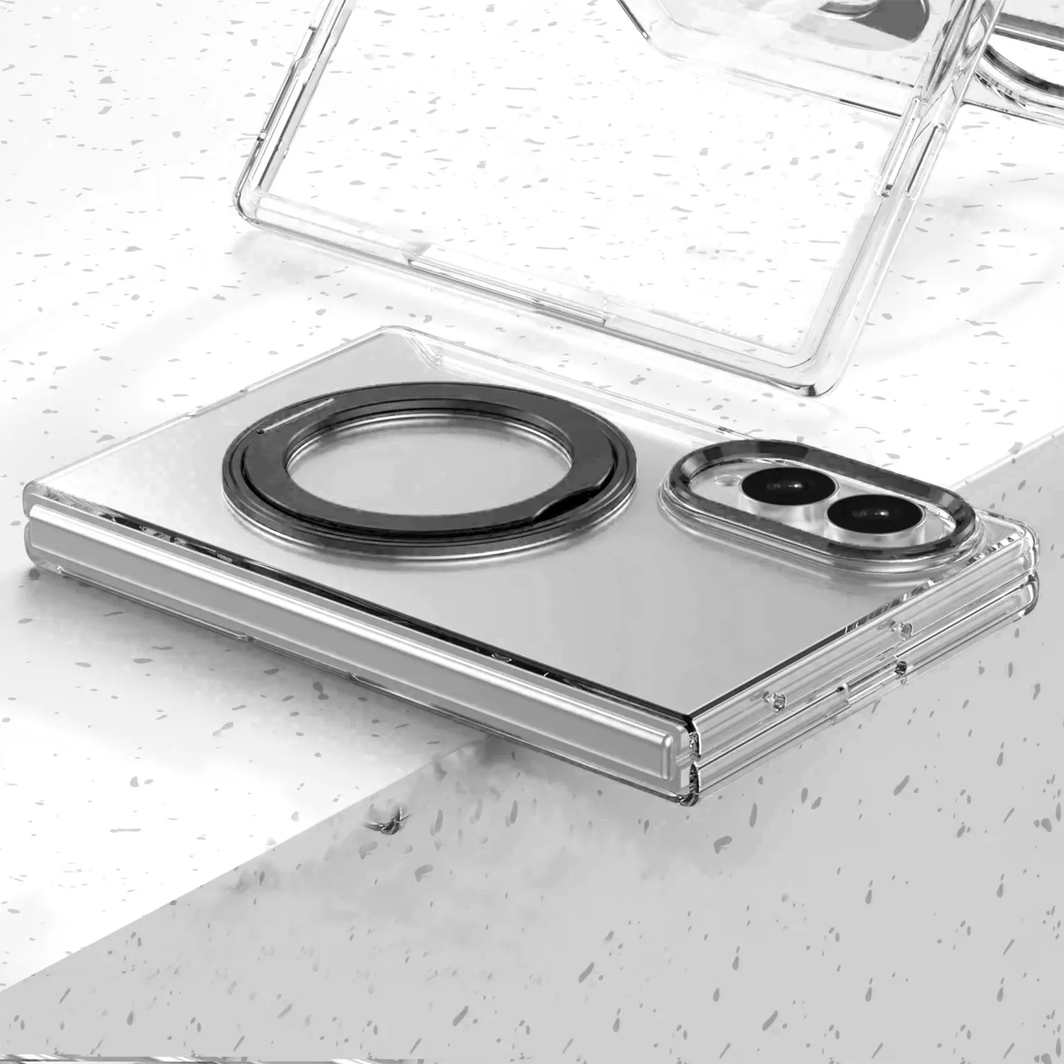 360°Rotatable Ring Kickstand Transparent Hard Case for Samsung Z Fold8 KTSUWVTHP 8941227063978
