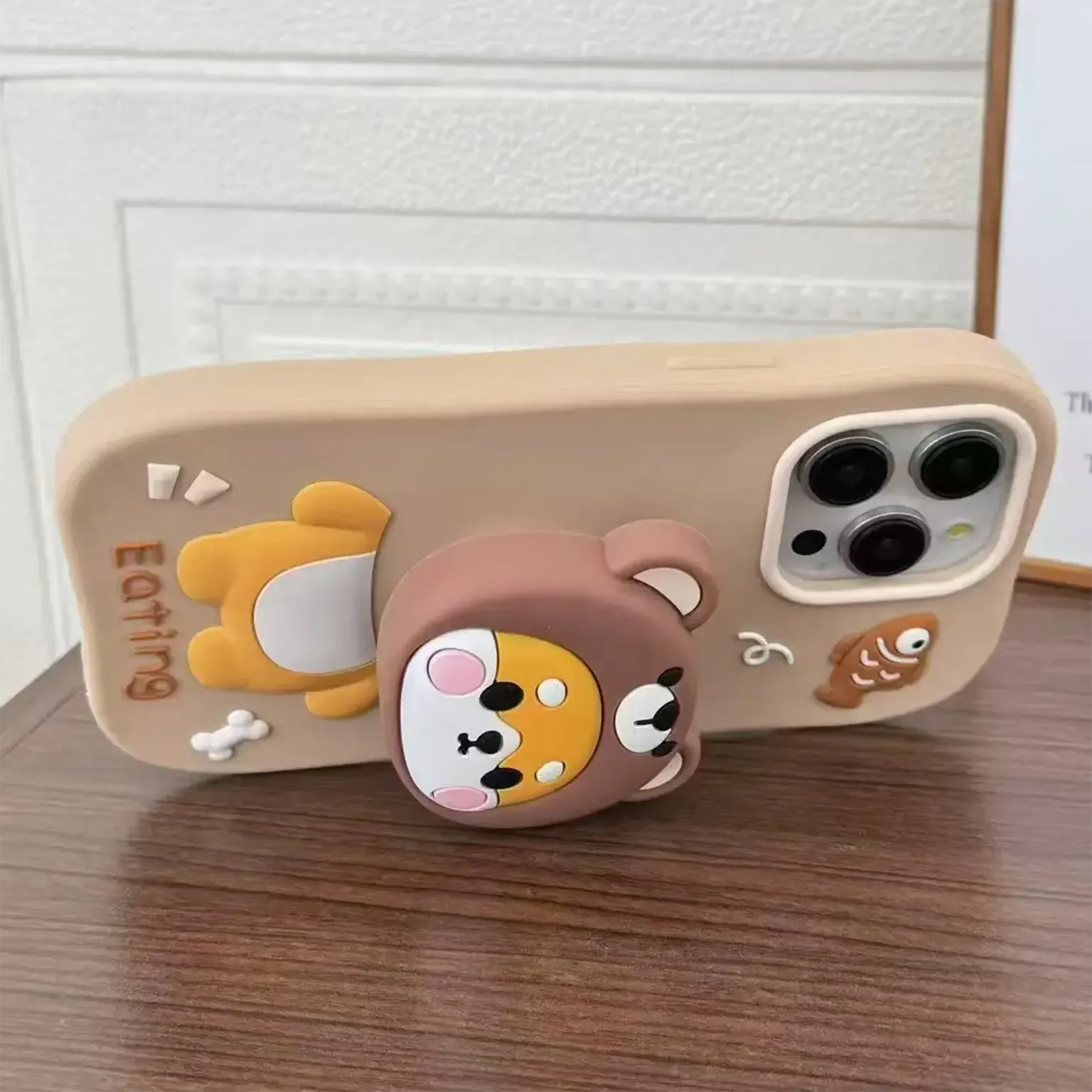 Cases & Covers 3D Cute Cartoon Character Scalable Holder Soft Silicone Case for iPhone 13