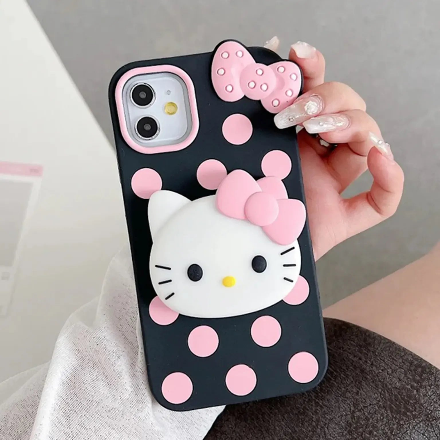 Cases & Covers 3D Cute Cartoon Character Scalable Holder Soft Silicone Case for iPhone 13