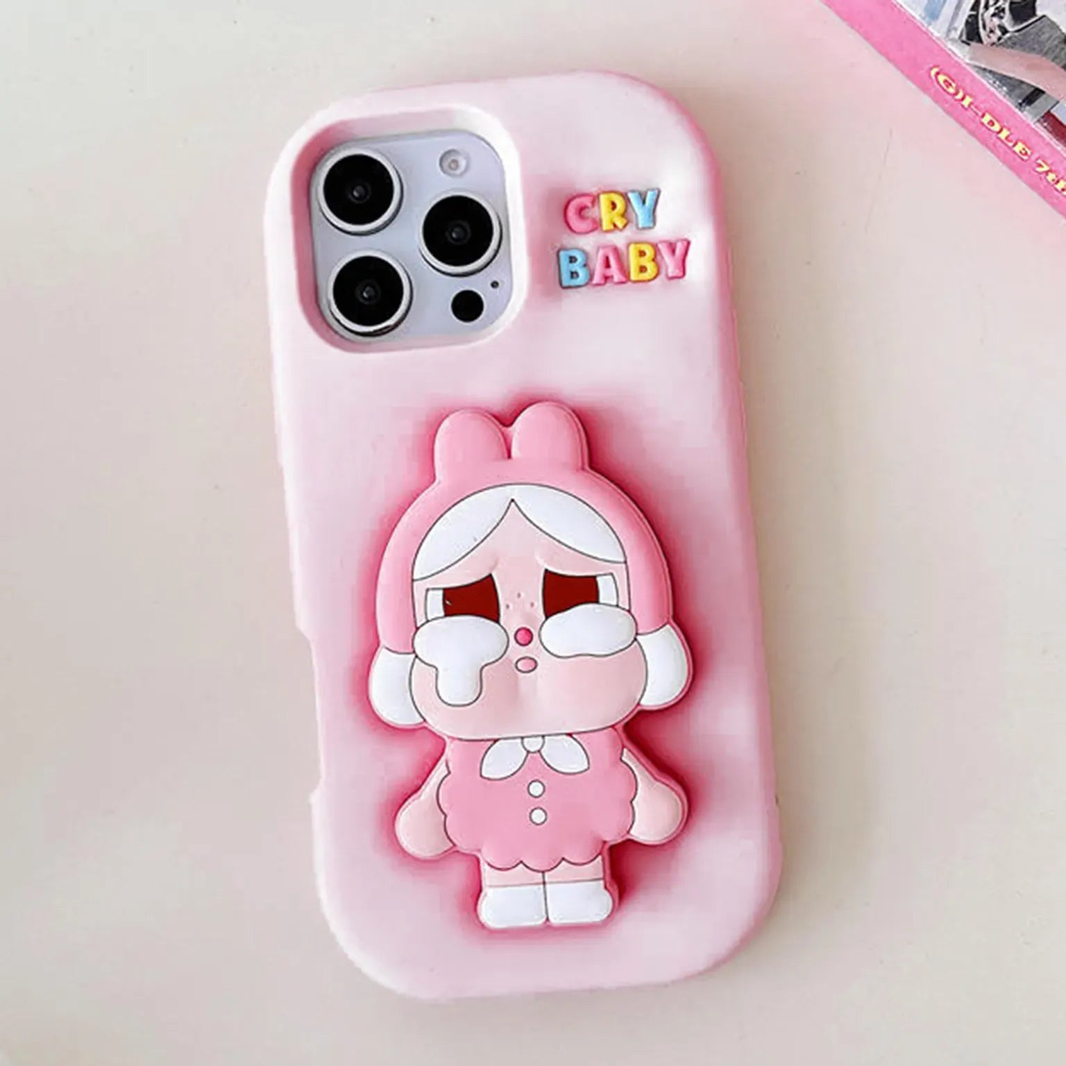 Cases & Covers 3D Cute Cartoon Character Scalable Holder Soft Silicone Case for iPhone 13