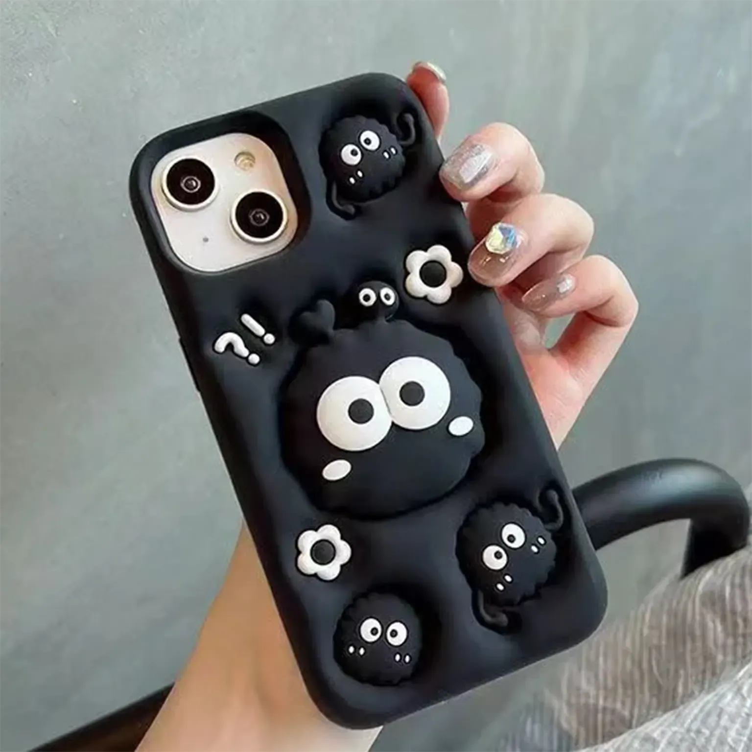 Cases & Covers 3D Cute Cartoon Character Scalable Holder Soft Silicone Case for iPhone 13