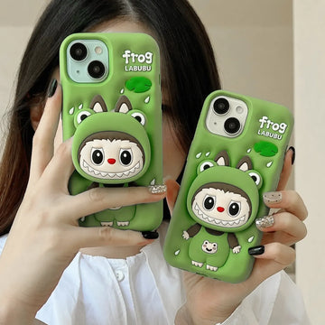 Cases & Covers 3D Cute Cartoon Character Scalable Holder Soft Silicone Case for iPhone 13