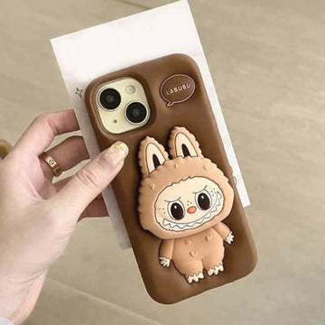 Cases & Covers 3D Cute Cartoon Character Scalable Holder Soft Silicone Case for iPhone 13