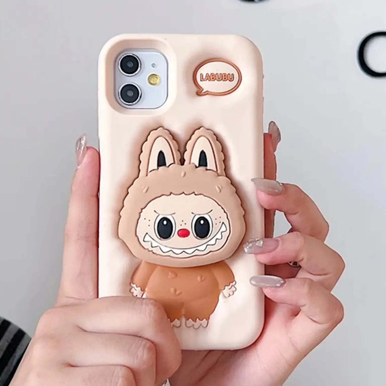 Cases & Covers 3D Cute Cartoon Character Scalable Holder Soft Silicone Case for iPhone 13