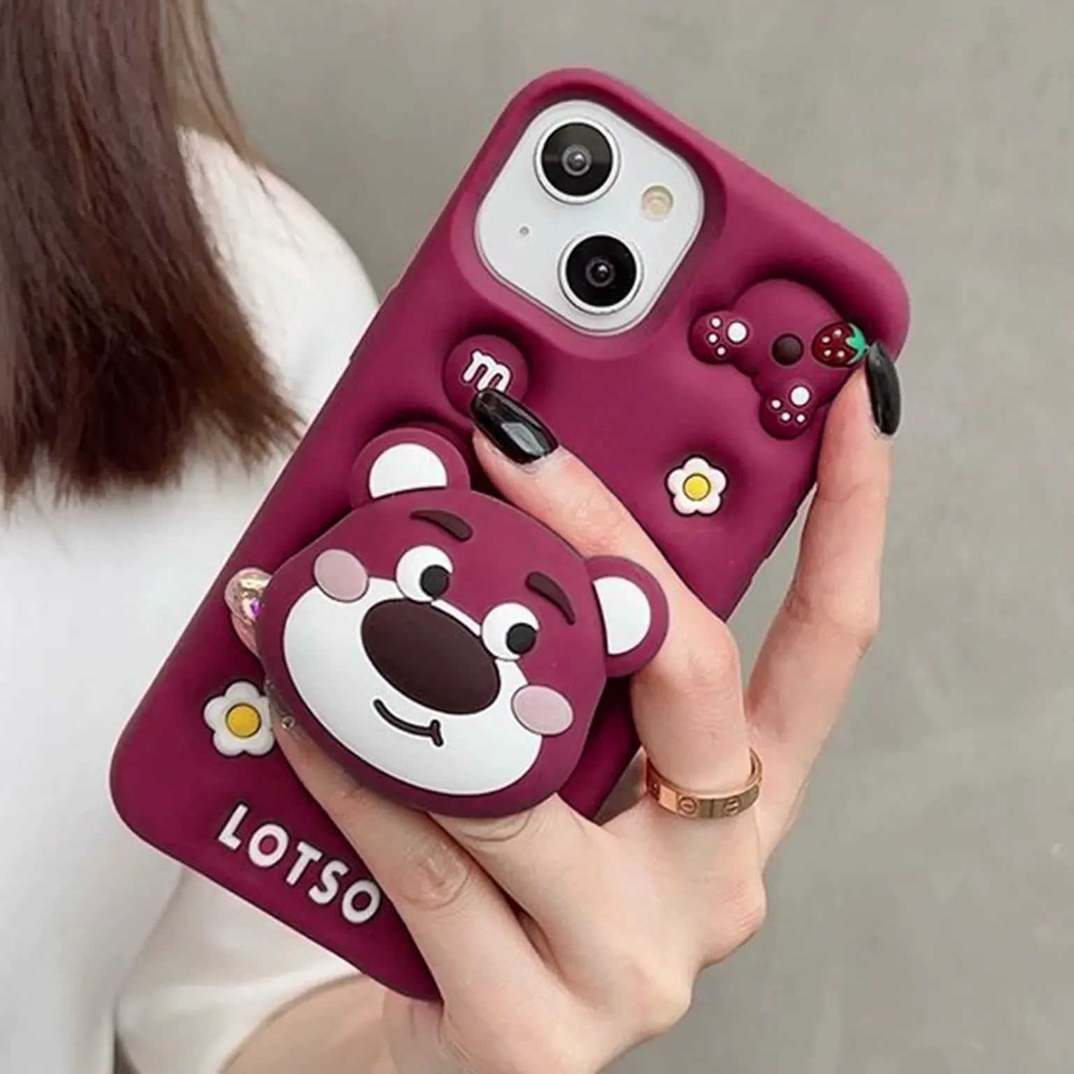 Cases & Covers 3D Cute Cartoon Character Scalable Holder Soft Silicone Case for iPhone 13