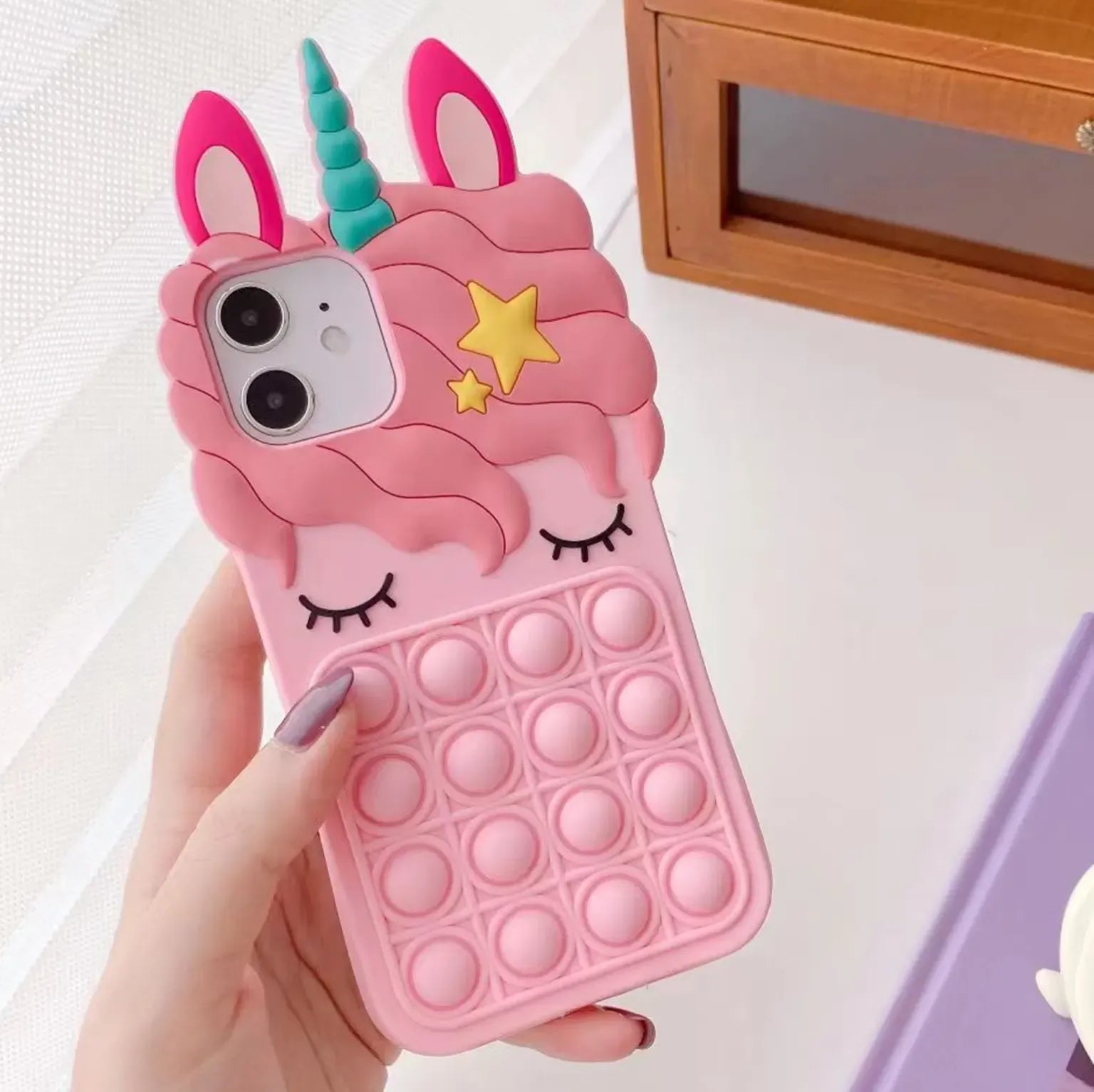 Cases & Covers 3D Cute Cartoon Character Scalable Holder Soft Silicone Case for iPhone 13